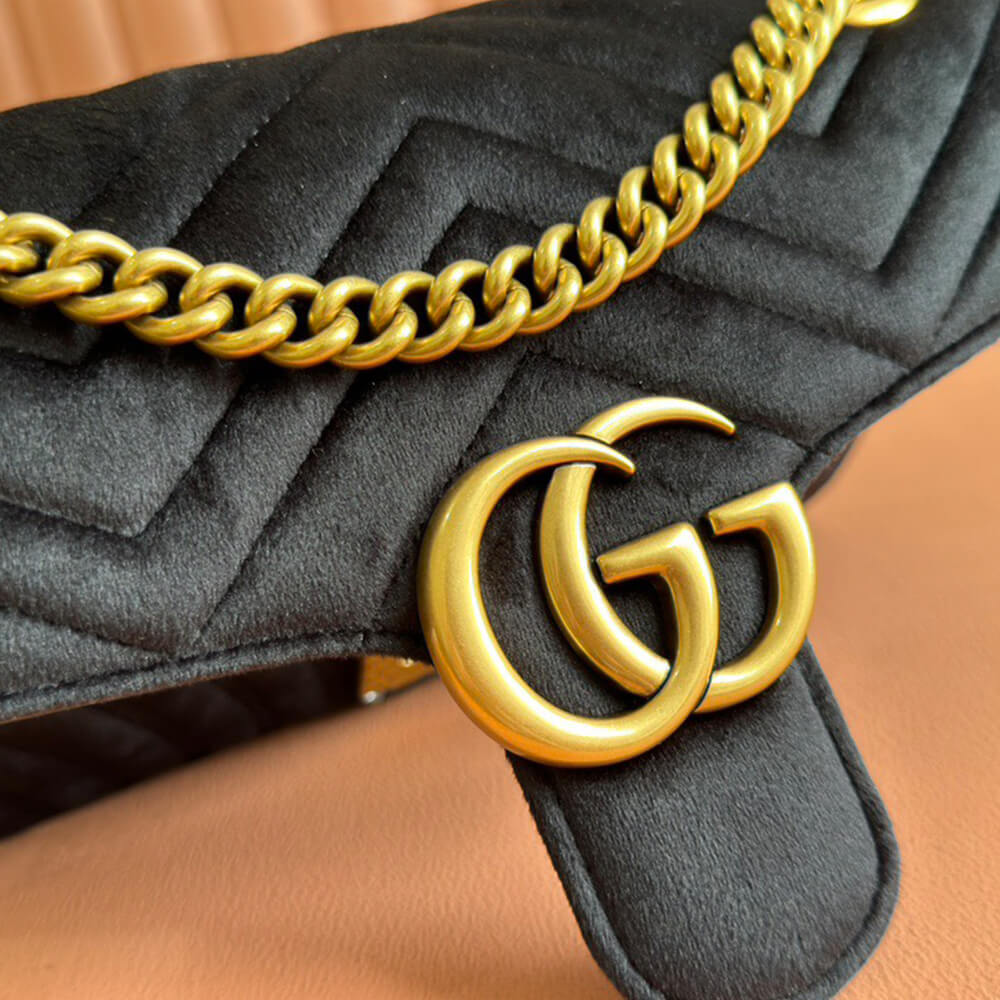 GG Velvet Small Marmont shoulder bag
