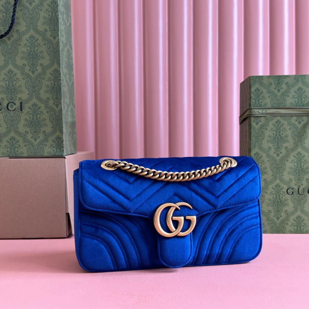 GG Velvet Small Marmont shoulder bag