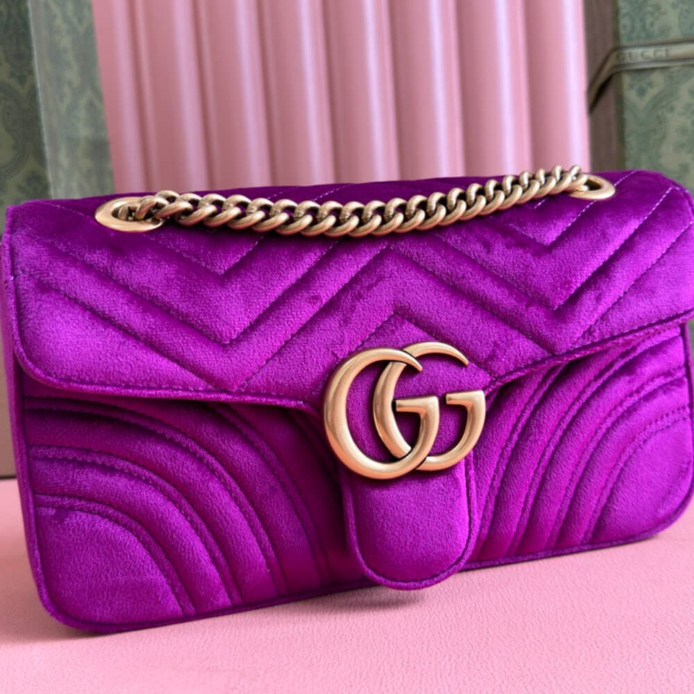 GG Velvet Small Marmont shoulder bag