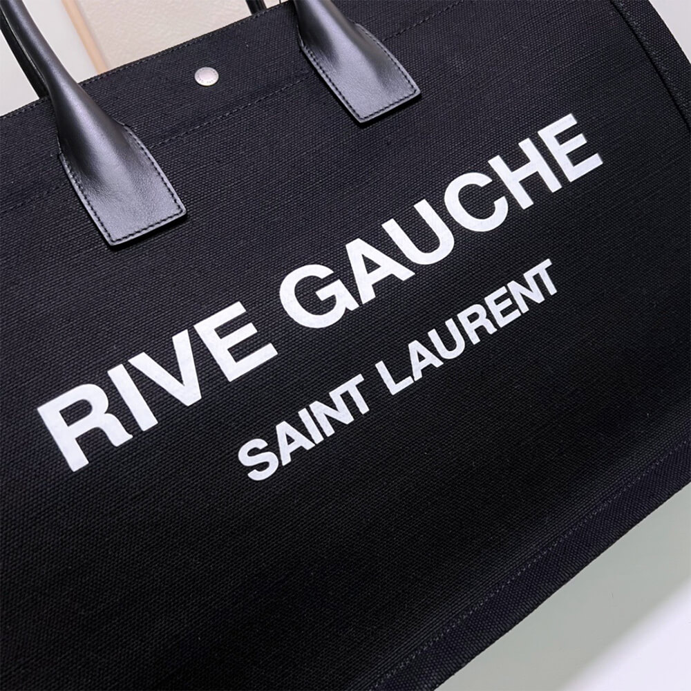 RIVE GAUCHE TOTE BAG IN LINEN AND LEATHER