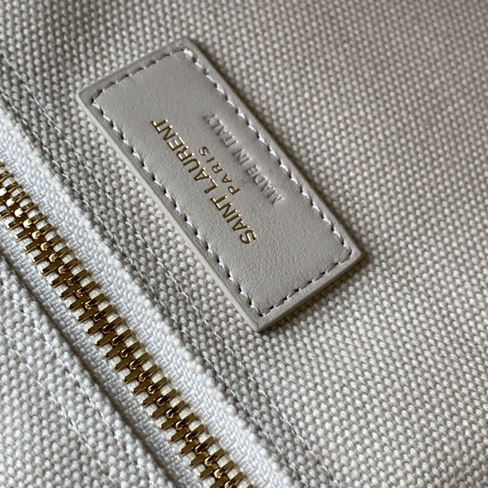 RIVE GAUCHE SMALL TOTE BAG IN LINEN AND LEATHER